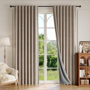 100% Blackout Curtains 84 Inch Length 2 Panels Set for Living Room/Bedroom, Back Tab Linen Textured Light Blocking Room Darkening Energy Saving Thermal Insulated Drapes (W52xL84, Brown) (Silken | Copper Brown)