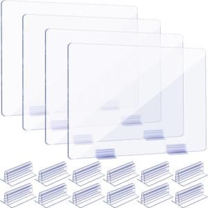 Weysat 12 Pcs Counter Desk Acrylic Panels Holder and 4 Pcs Acrylic Desk Divider Partition for Business, Office, School 24 x 16 Inches, Fasten Panels from (1/8 to 1/4) Inch Thick