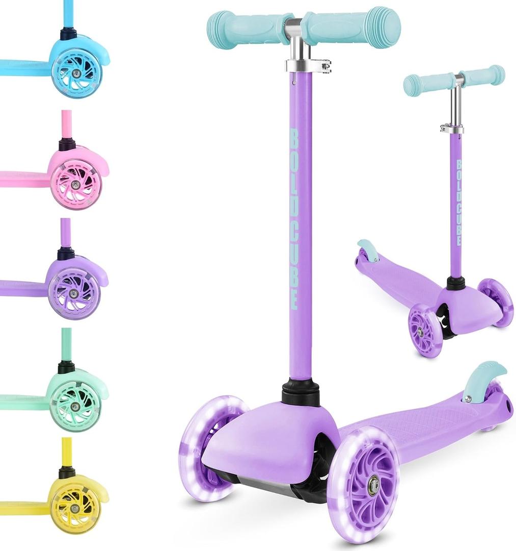 BOLDCUBE Teeny | 3 Wheel Mint Scooter for Kids & Toddlers Ages 3-6 Years | Flashing Wheels | Height Adjustable 53 to 70 cm | My First Scooter