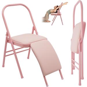 Yoga Auxiliary Chair ,Anti-Slip Exercise Yoga Chair, Foldable Workout Yoga Benches for Adults Waist/Leg Exercises, Hip Movement ,Home Fitness and Stress Relief (Pink)