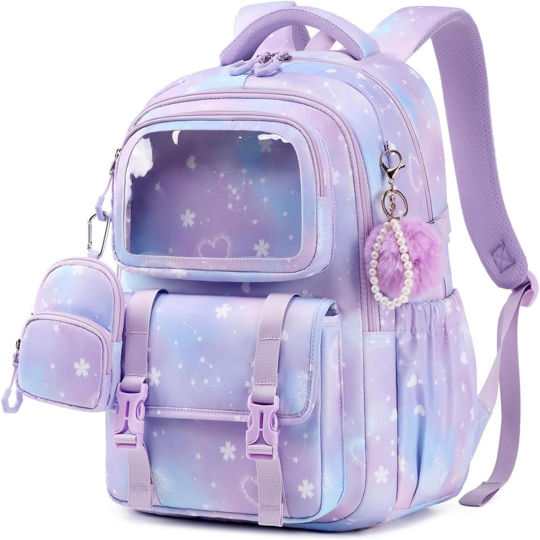 Girls Backpack, Kawaii Kids Backpacks for Girls Multiple Pockets School Bookbag for Primary Elementary School
