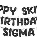 Fulmoon Pre Strung Happy Skibidi Birthday Sigma Banner Glitter Funny Zoomer Gen Z Slang Birthday Party Supplies Gen Z Slag Party Decorations Sign Gift(Black)