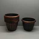 8 Pack 12 inch Large Plant Pots with Drainage Holes & Saucer,Plastic Flower Pots,Garden Pots for Indoor & Outdoor Plants (Bronze 02)