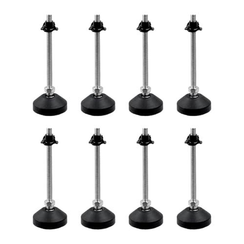Antrader Adjustable Leveling Feet with T-Nut, M8 Thread Furniture Levelers, Heavy Duty Swivel Rubber Feet for Mechanical Equipment((D50 x M8 x H100,8pcs)