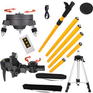Electric rotating base pole,Used for laser level, 13.8 feet/4.2M with 47 in tripod with 1/4 inch 5/8-inch screw threads thread for Rotary and Line Lasers