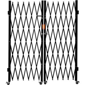 Double Folding Security Gate with Lockable Scissor Design and 360 Swivel Casters Outdoor Barricade for Entry Security, Garage, Warehouse, and Pool Areas (150Wx75 H)