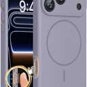 Miracase Magnetic for iPhone 17 Pro Case, Compatible with MagSafe, Integrated Silicone Camera Control Cover, 3.0mm Thicken Shockproof Drop Protection Phone Case for 17 Pro,Lavender Gray