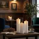 3 x Flameless LED Candles, Flickering Larger Candles with Remote Control & Timer, Battery Operated Waterproof Pillar Candles,3pc for Valentine's Day,Indoor Outdoor Lanterns,Church,Wedding,Patio Porch