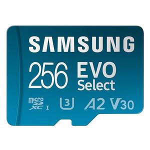Samsung EVO Select microSDMemory Card + Adapter, 256GB microSDXC, Up-to 160 MB/s, 4K UHD, UHS-I, C10, U3, V30, A2, for Mobile Phone, Smartphones, Nintendo-Switch, and Tablets (MB-ME256SA/AM)