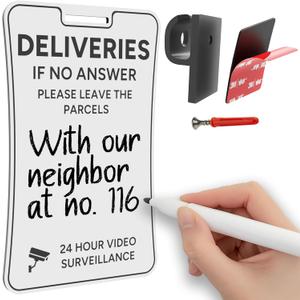 Please Leave Parcels Here Sign Removable Custom Text Delivery Notice All Packages To Front Door Parcel Box Sign For Outside Rust-Free Heavy Duty Weather Resistant - 1 Pack