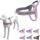 AIITLE Pet No Pull Dog Harness with Soft Comfortable Padded, Adjustable Reflective Escape Proof Tactical Dog Vest Harness, Quick Fit Dog Vest Harness for Medium Dogs, Pink-Grey, M