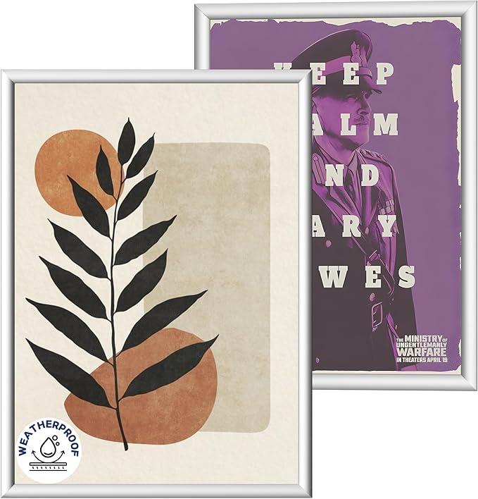 INNOVART Aluminum Snap Frame for Poster 24” x 33”, Front Load Snap Frame Poster with PVC Protective Film for A1 Size, Metal Picture Frame Wall Mounting, Easy Open Aluminum Display Profile, Silver 