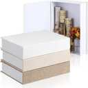 Tioncy 3 Pcs Fake Book Box Neutral Linen Book Box Decorative Faux Prop Storage for Farmhouse Home Decor shelf Table Card Photo DIY Keepsake Gift(8.6 x 6.1 x 1.8 Inch,Multicolor)