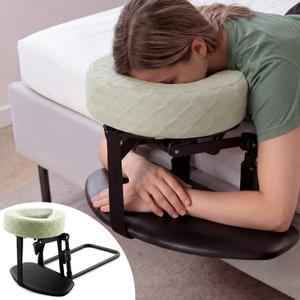 Qunclay 1 Set Massage Headrest for Bed with Upgraded Cushion Support Bracket Green Adjustable Massage Cradle Home Mattress Top Face Kit Portable Face Down Pillow for Spa Rest Eye Surgery Bedroom Sofa
