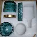 EMPO 6PCS Bathroom Clear Glass Accessories Set (Lotion Soap Dispenser, , Toothbrush Holder, Tumbler, (4pcs Ocean Teal Blue)