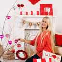 2 x Geosar 30 Pack Conversation Heart Ornaments Valentines Day Decorations, Glitter Matte Heart Shaped Hanging Baubles for Christmas Tree Wedding Home Decor (Red,Silver,Pink,Purple,Rose Red)