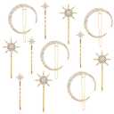 Hedume 12 Pack Stars and Moon Hair Clips, Vintage Rhinestone Hair Pin, Metal Alloy Diamond-studded Hair Accessories for Women Girls