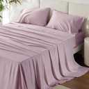 Bedsure Queen Sheet Set, Rayon Derived from Bamboo, Cooling Sheets, Breathable & Soft, Deep Pocket Up to 16 Inches, Hotel Luxury Silky Bedding for Hot Sleepers, Lavender