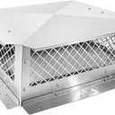 Stainless Steel Chimney Cap, Fireplace Chimney Flue Cover with Adjustable Metal Strips & Bolts Screws, Heavy Duty Chimney Top Cap for Fireplace & Stove Flue Protection (13" x 21")