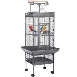 HSM 63 Inch Wrought Iron Large Bird Flight Cage with Rolling Stand for African Grey Parrot Cockatiel Sun Parakeet Conure Lovebird Canary