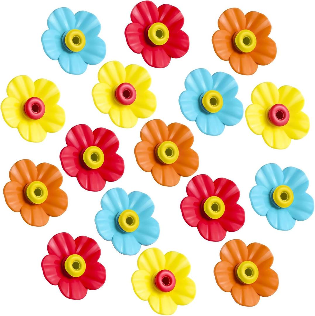 Patelai 16 Pieces Hummingbird Feeders Replacement Flowers, Feeding Ports Pet Bird Feeder Replacement Parts Bee Guards for Outdoors Hanging Hummingbird Feeder, Fit in 7 mm/ 0.28" Holes(Multicolor)