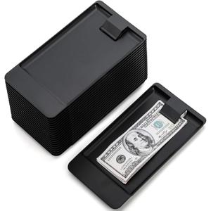 AVLA 20 Pack Check Holders, Black Plastic Tip Trays, Restaurant Check Presenters, Guest Receipt Holder Tray for Bars, Hotels, Dining, Catering Business, Cash, Credit Cards, Bills, Waitress Tip Tray