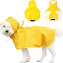 Dog Raincoat for Small Dogs, Dog Rain Jacket with Clear Hooded, Waterproof Dog Rain Coat with Adjustable Belly Strap, Dogs Safety Vest for Outdoor Adventures Walking(Yellow,S)