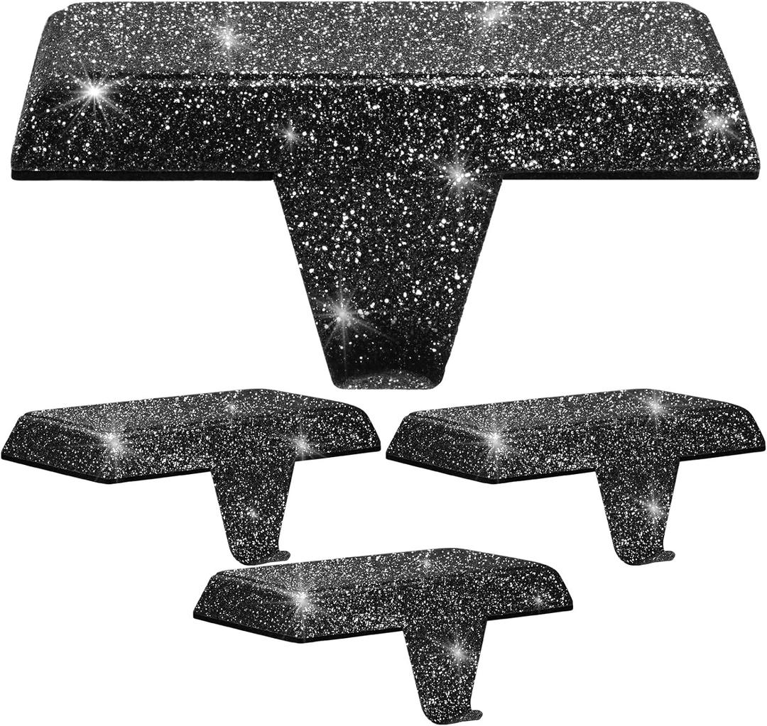 [Glitter] Metal Christmas Stocking Holders for Mantle - Set of 4, Weighted Hangers with Non-Slip Protective Pad for Mantel, TV Stand, Staircase, Dresser