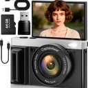 4K Digital Camera,64MP Cameras for Photography with 16X Digital Zoom, AutoFocus Vlogging Camera for YouTube, 3" 180Flip Screen Compact Travel Camera, Anti-Shake 4K Video Cameras (Black)