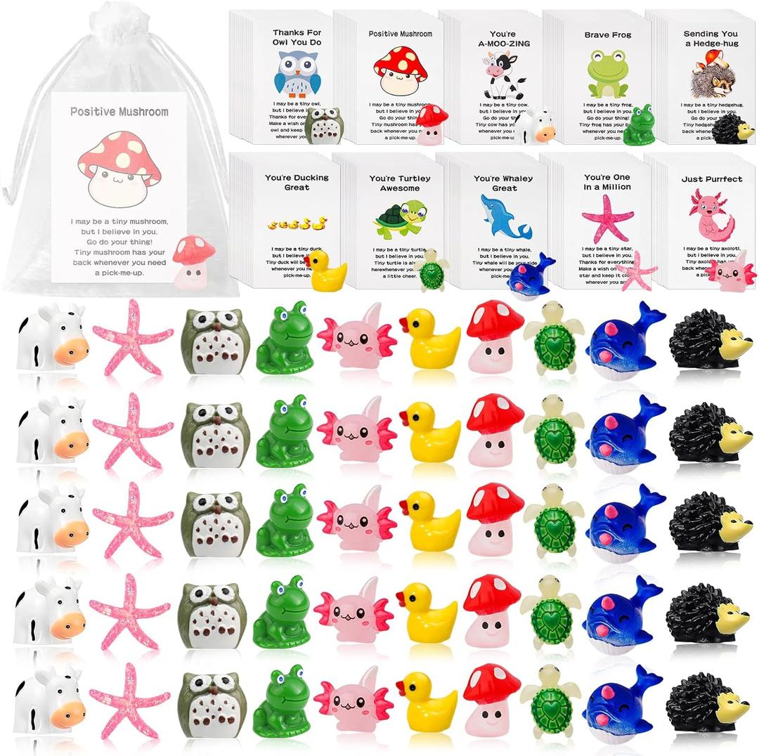 50 Set Employee Appreciation Gifts Bulk for Coworkers Staff - Teacher Appreciation Bulk Resin Gifts for Office Volunteer Staff Thank You Gift Set with Inspirational Note Cards