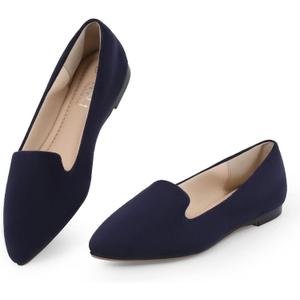 MUSSHOE Flats for Women Pointed Toe: Buttery Soft Suede Comfort Dress Shoes with Arch Support - Lightweight Slip On Ballet Flats for All Day Office Work,Walking & Casual Wear (6)