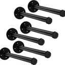 6 Pcs 12 Inch Industrial Pipe Clothes Bar, Wall Mounted Clothes Rack, Matte Black