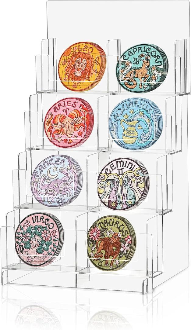 Acrylic Sticker Display Stand, Sticker Holder Display for Vendor Events, Card Rack Display Stand, Portable Display Rack (Two Rows)