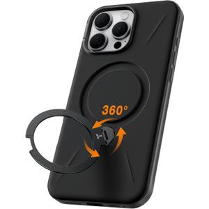 TORRAS 360 Spin Stand for iPhone 16 Pro Max Case, Fit for Magsafe, Mil-STD Protective Hard PC Scratch-Resistant Case for iPhone 16 Pro Max Phone Case with Kickstand, Ostand Spin, Onyx Black, 6.9 inch