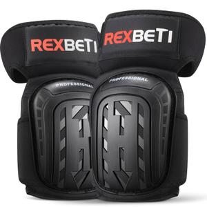 REXBETI Knee Pads for Work, Construction Knee Pads for Men, Heavy Duty Comfortable Anti-slip Foam Gel Knee Pads for Gardening Flooring and Cleaning, Strong Stretchable Straps, Black