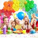 PERPAOL 146pcs Rainbow Balloon Arch Kit, 12 Assorted Multicolor Balloons for Birthday Party, Anniversary, Festival, Carnival Circus Decoration with Star Foil Confetti Balloons