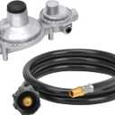 only fire Vertical Two Stage Propane Regulator with 5 Ft Propane Hose, QCC/Type 11/4" Male NPT