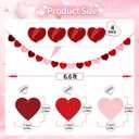 2 x Felt Burgundy Red and Pink Heart Garland- Pack of 40, Pre-Strung Valentines Banner for Wedding Decorations Anniversary Decorations