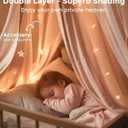 little dove Bed Canopy with Star Lights, Double Layer Canopy for Bed, Princess Play Tent for Girls Room, Breathable Bed Curtain for Children Reading Nook, Machine Washable, 25.6''x106'', Pink
