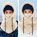 Balaclava Winter Ski Mask for Men Women,Winter Face Masks Drawstring Windproof Hooded Scarf Face Cover Hat Coldproof Warm Cap