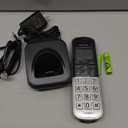 Panasonic Compact Cordless Phone with DECT 6.0, 1.6" Amber LCD and Illuminated HS Keypad, Call Block, Caller ID, Multiple Display Languages - 1 Handset - KX-TGB810S (Black/Silver)