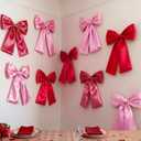 Lyrow 9 Pcs Large Red Pink Bows Wall Decor Giant Bows Decor for Home Bedroom Kitchen Birthday Party Supplies Cute Wall Art Photo Booth Prop Coquette Home Decorations