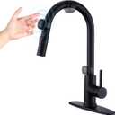 Toucheless Kitchen Faucet Black, Tohlar Motion Sensor Kitchen Faucet with Pull Down Sprayer Hands-Free Single Handle Kitchen Sink Faucet Stainless Steel Matte Black