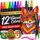 ARTISTRO 12 Precision Dual-Tip Acrylic Paint Markers Paint Pens Set with Dot & Fine Tips for Fabric, Rock, Glass, Wood, Coloring Books Classroom & Art Supplies Gift Teacher Appreciation Gift