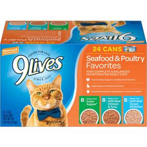 9Lives Seafood & Poultry Favorites Wet Cat Food Variety 5.5 Ounce (24 Pack)