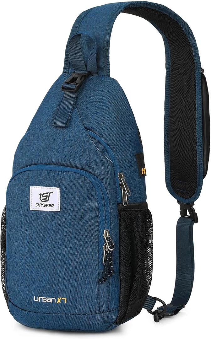 SKYSPER Sling Bag RFID Crossbody Sling Backpack Cross Body Shoulder Bag Travel Hiking Daypack for Women Men (Blue)