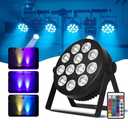 RIUKOE Stage Light Led Par Aluminum Cast Fanless Accent Light DMX RGBW 96W Dj Lights Sound Activated Powerful SlimPAR Led Wash Uplighting for Church,Wedding,Clubs,Theater