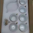 20 Pieces Vintage Flower Porcelain Tea Set for Adults with Metal Holder European Ceramic Tea Party Set Cup Gold Plated Saucer for Women, Serving 6 People(Classic)