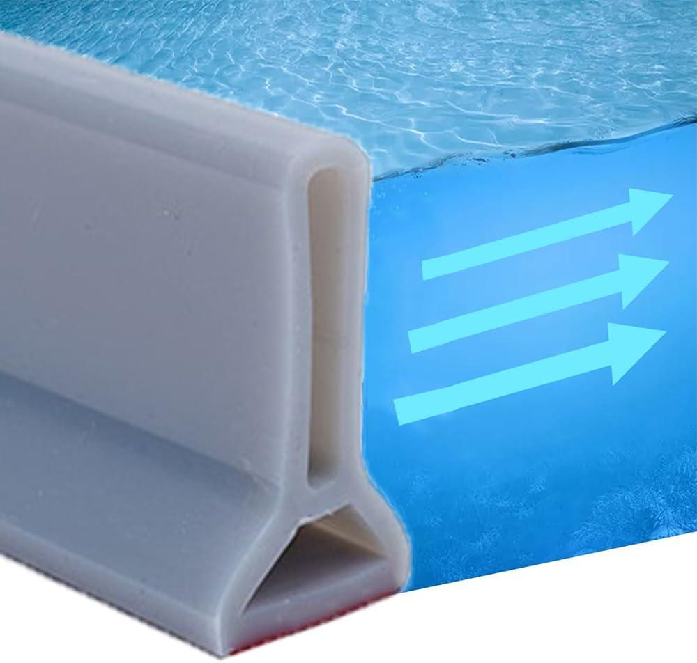Collapsible Shower Threshold Water Dam Water Barrier for Shower and Retention System and Keeps Water Inside Threshold Dry and Wet Separation Suitable for Bathroom and Kitchen (39Inch, Gray)