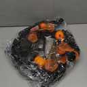 Halloween Wreath for Front Door with Lantern 20'' Witch Broom Lantern Fall Pumpkin Wreath Halloween Decorations Indoor Maple Leaf Bow Light for Porch Wall Home